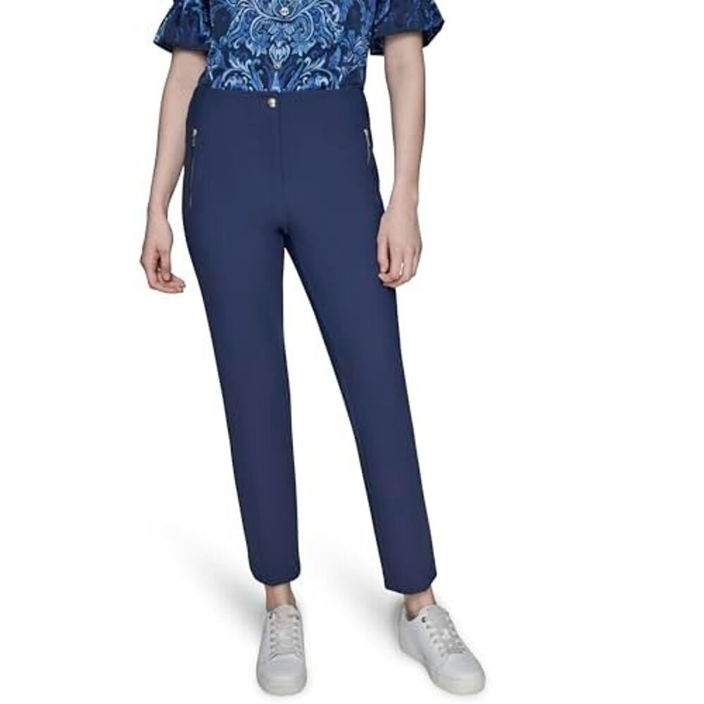 Karl Lagerfeld Slim Compression Double Zip Everyday Pant Dark blue Size 16 3225